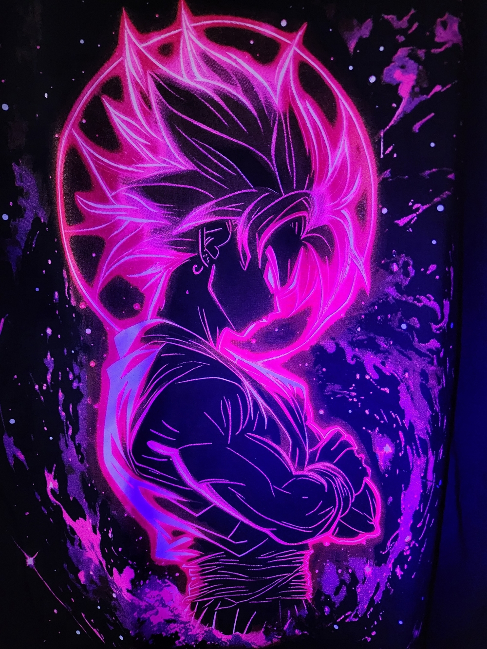 Neon Dragonball Z Anime Silhouette Graphic Tee - Pink on Black - Picture 5 of 5